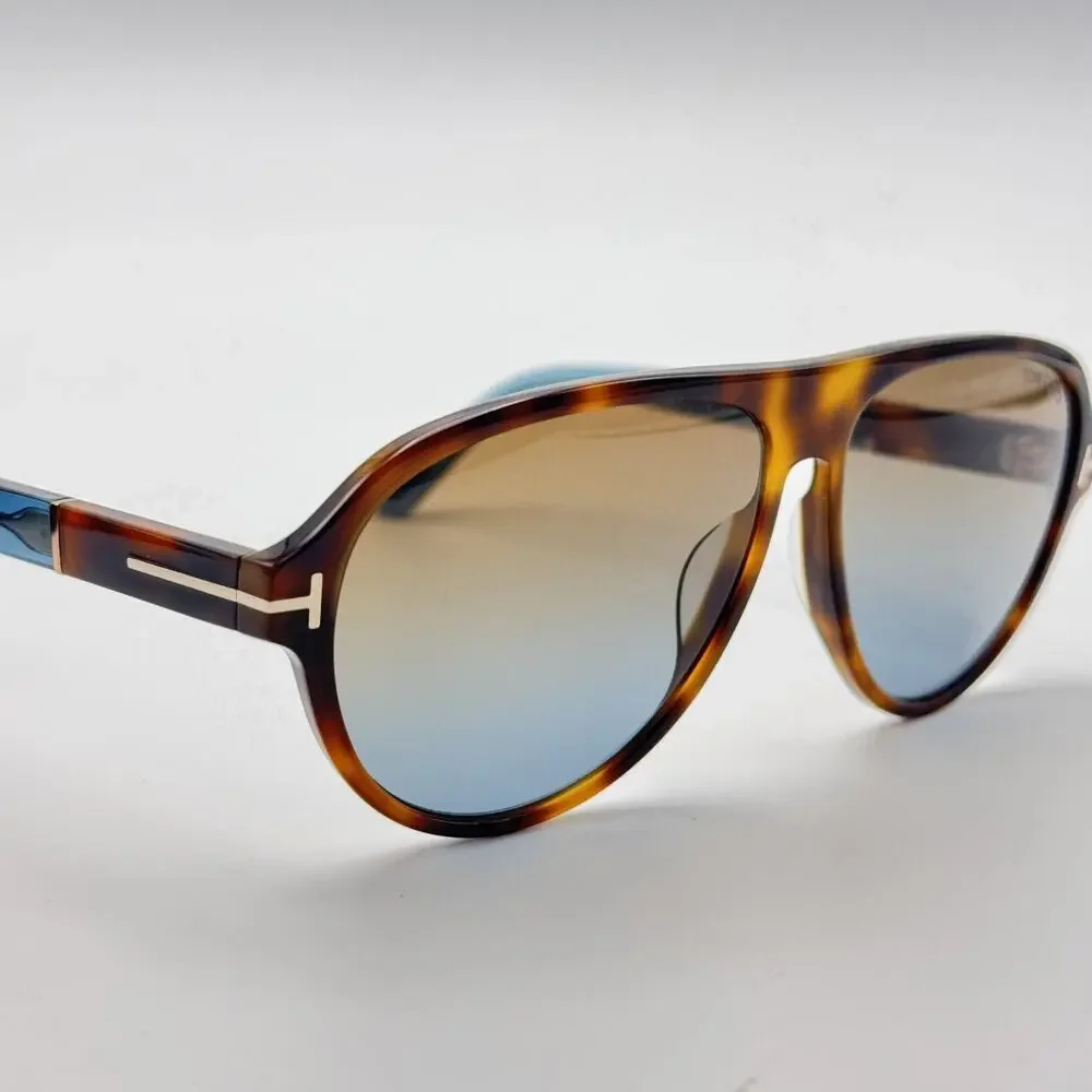 Tom Ford Sunglasses Quincy TF1080 53F Havana Aviator Brown Gradient Lens 59mm